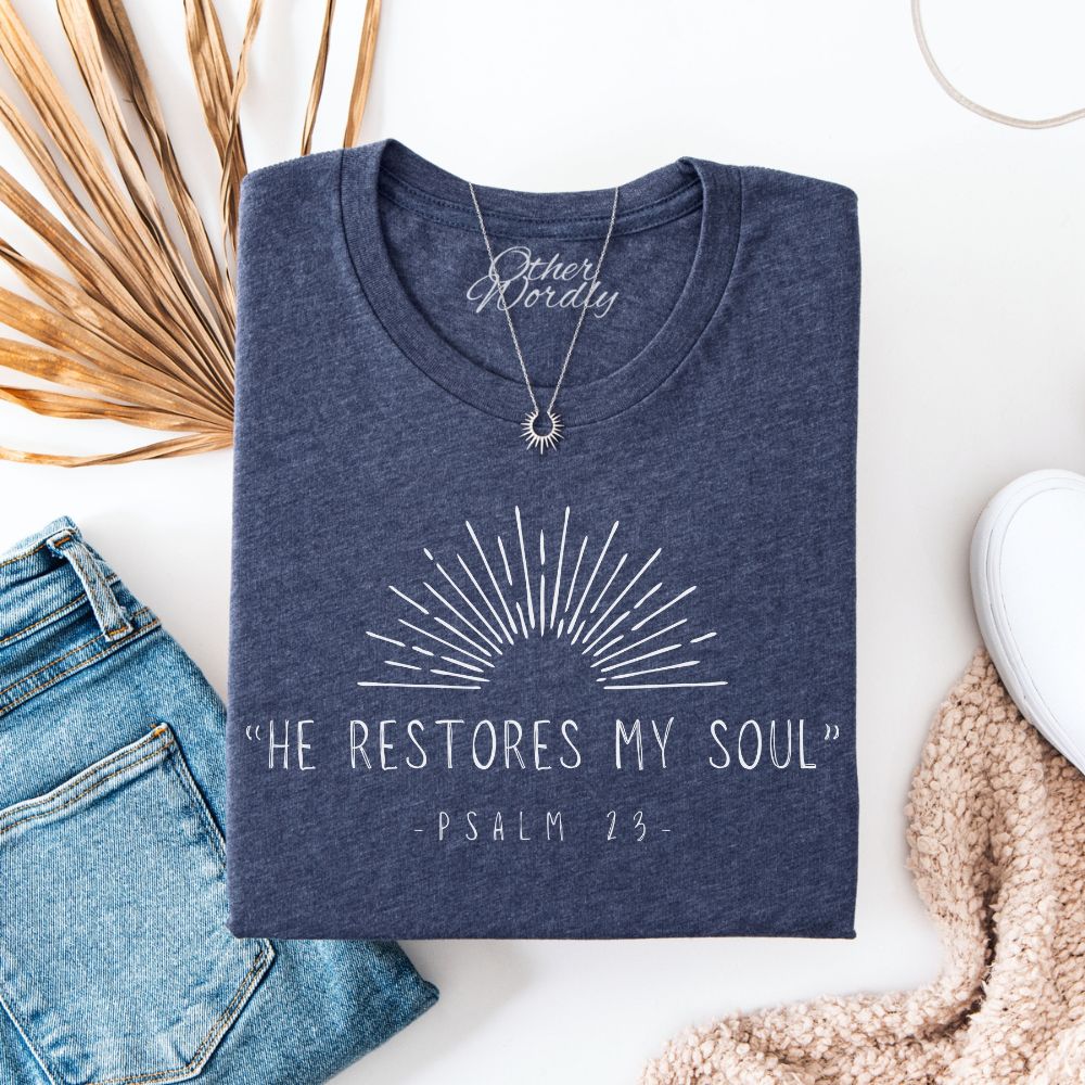 Psalm 23 Verse T-shirt | He Restores My Soul